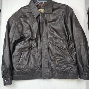Vtg Lambskin Leather Bomber Jacket Quilted‎ Brown Grunge Top Gun Style Classic